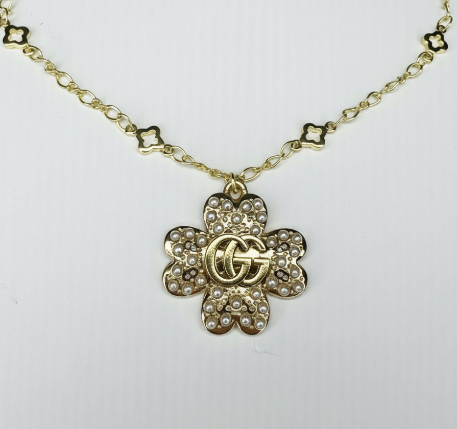 Gucci Pearl Clover Necklace