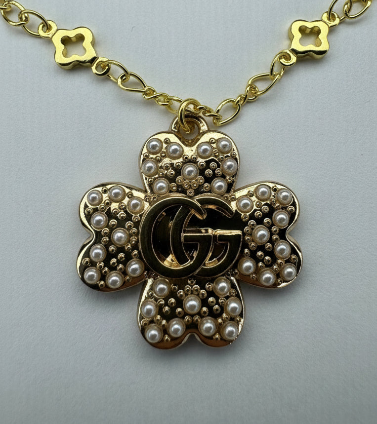Gucci Pearl Clover Necklace